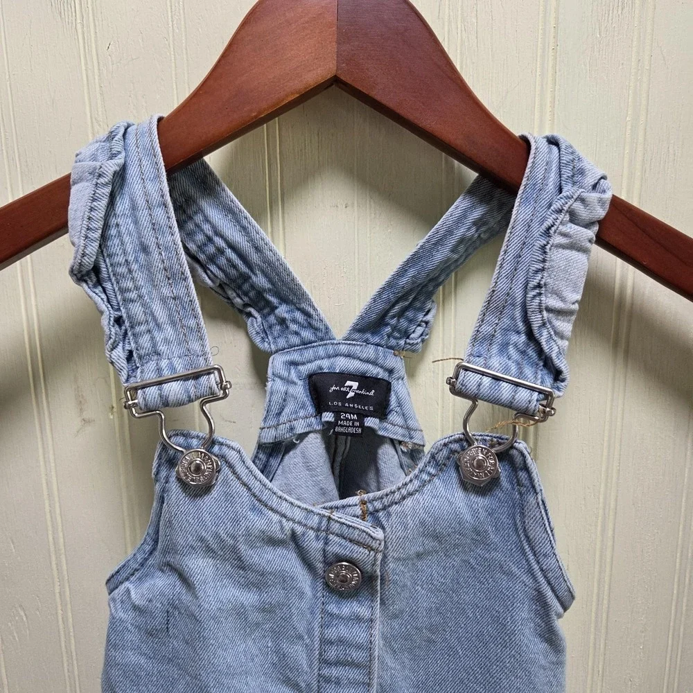 7 For All Mankind Overall Dress Girls 18-24 Months Blue Denim Pocket Jumper